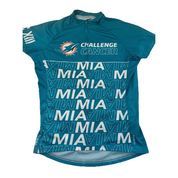 Primal Women Sport Cut Raglan Jersey sz M Miami Dolphins Cancer Challenge Green - Picture 1 of 10
